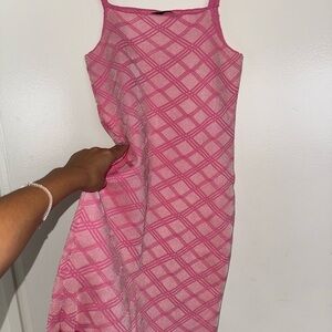 Zara Pink Patterned Midi Dress